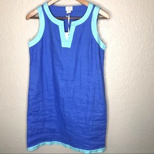 Sigrid Olsen Linen Dress Blue sleeveless v-neck